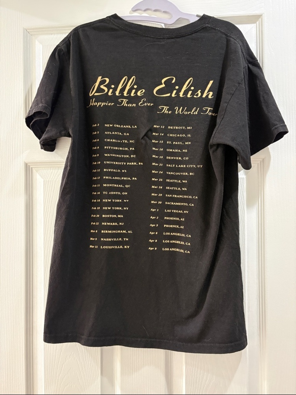 Billie Eilish Medium Happier Than Ever The World Tour Black Graphic 100% Cotton - Picture 6 of 9